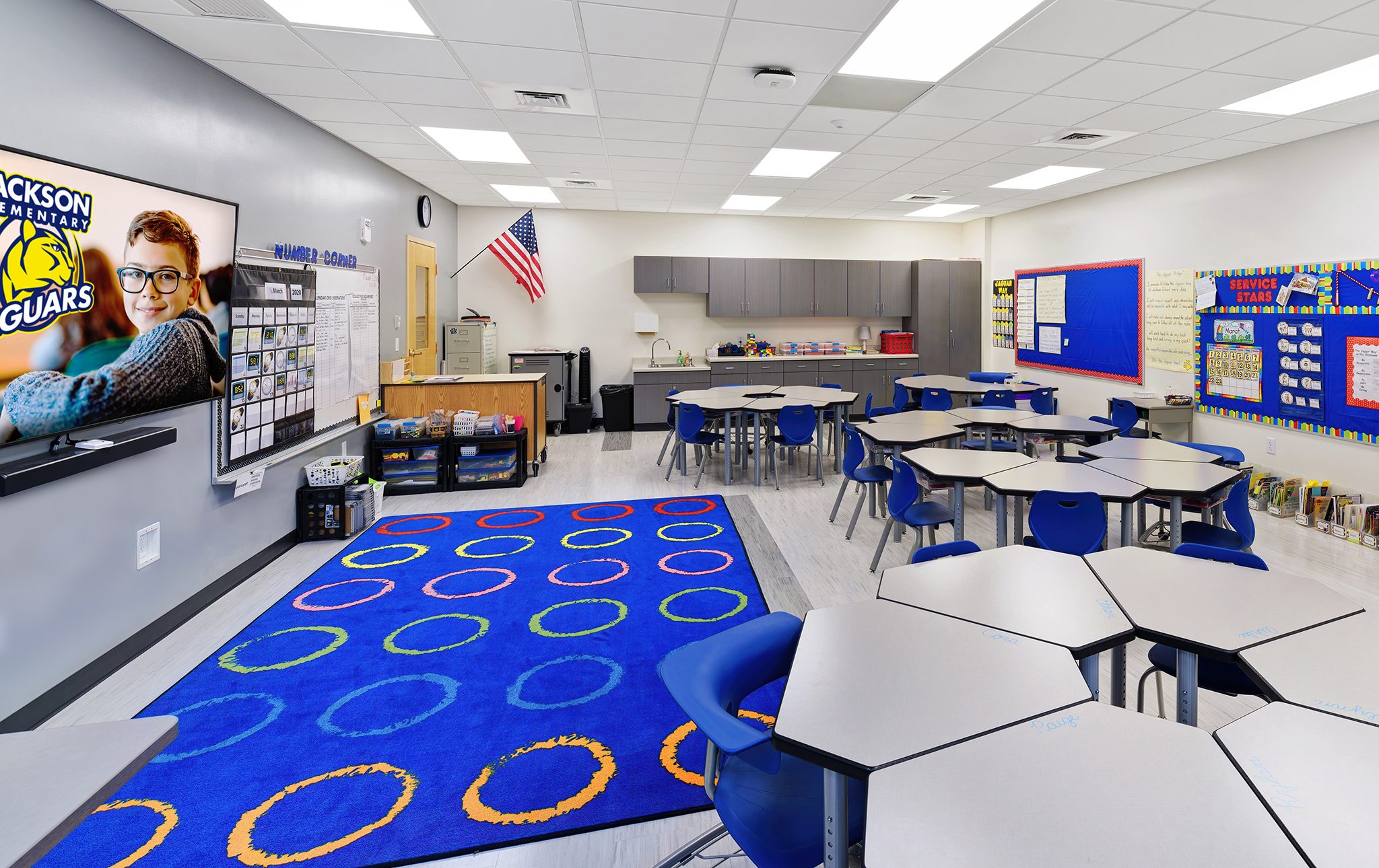 Jackson Elementary School interior expansion and renovation photography. Somerville Architects & Engineers.