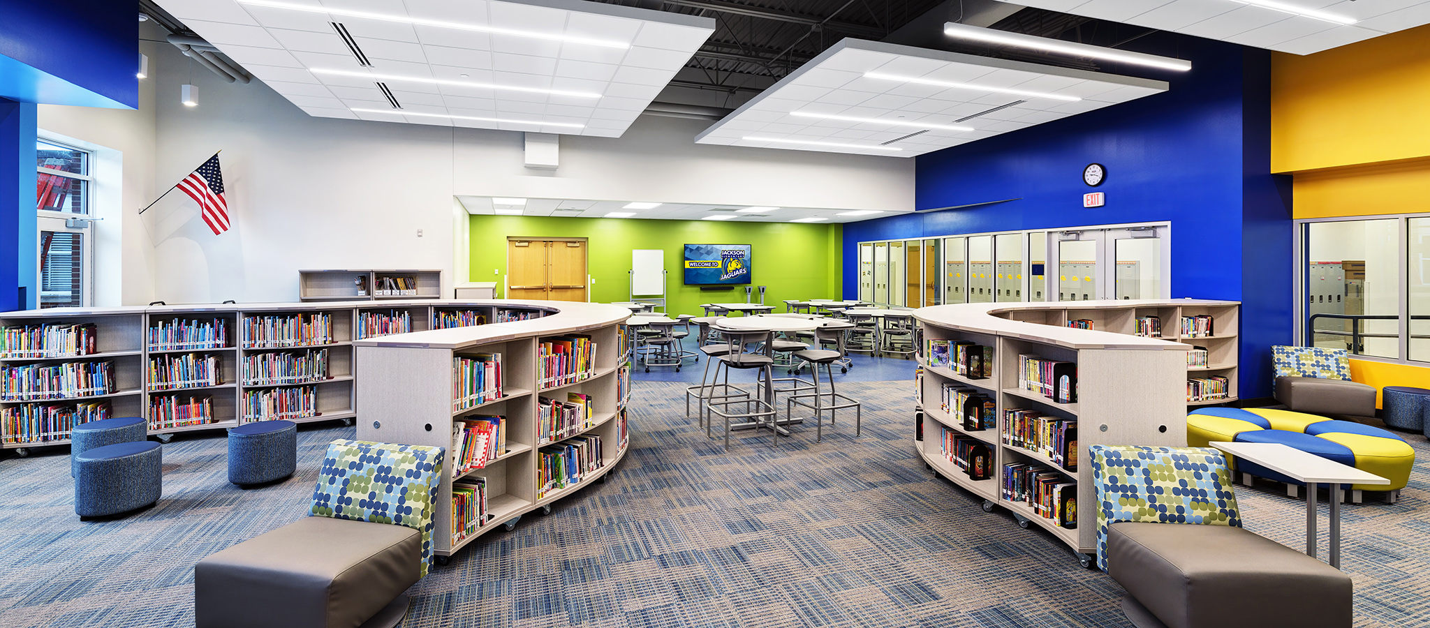 Jackson Elementary School interior expansion and renovation photography. Somerville Architects & Engineers.